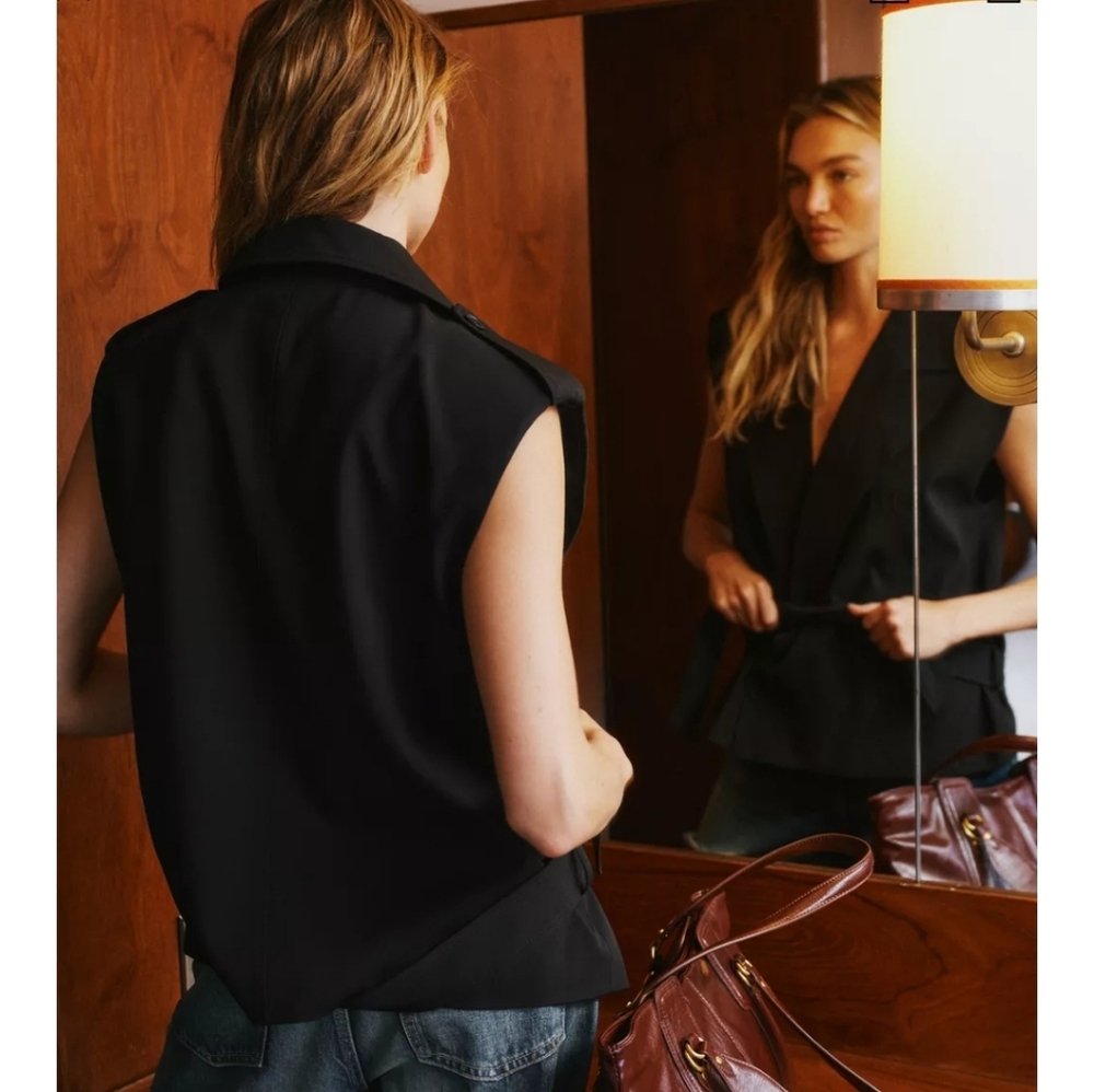 Zara belted vest shoulder pads black - Picture 9 of 11